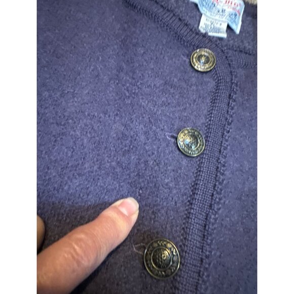 Tally-Ho Womens Wool Sweater Cardigan PL Purple Fair Isle Pattern Purple Gray - Picture 5 of 7